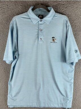 FootJoy Golf Polo Shirt Men’s Large Blue Steak Open 2019 Performance Stretch